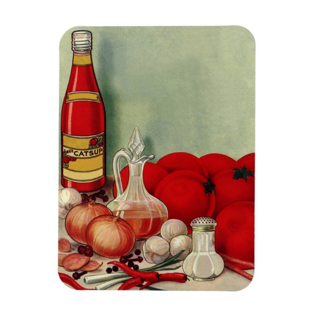 Vintage Italienska Food Tomato Onions Peppers Cats Magnet (Vertikal)
