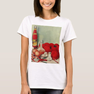 Vintage Italienska Food Tomato Onions Peppers Cats T Shirt