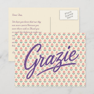 Vintage italienska Grazie blomster tack bröllop Vykort