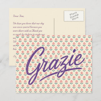 Vintage italienska Grazie blomster tack bröllop Vykort