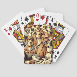 Vintage Italienska Greyhound Illustration Casinokort