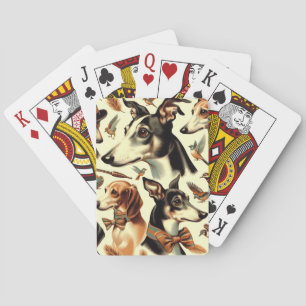 Vintage Italienska Greyhound Illustration Casinokort