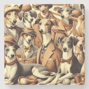 Vintage Italienska Greyhound Illustration Stenunderlägg