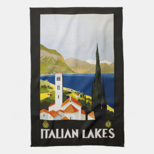 Vintage Italienska handduken Sjöar Kökshandduk