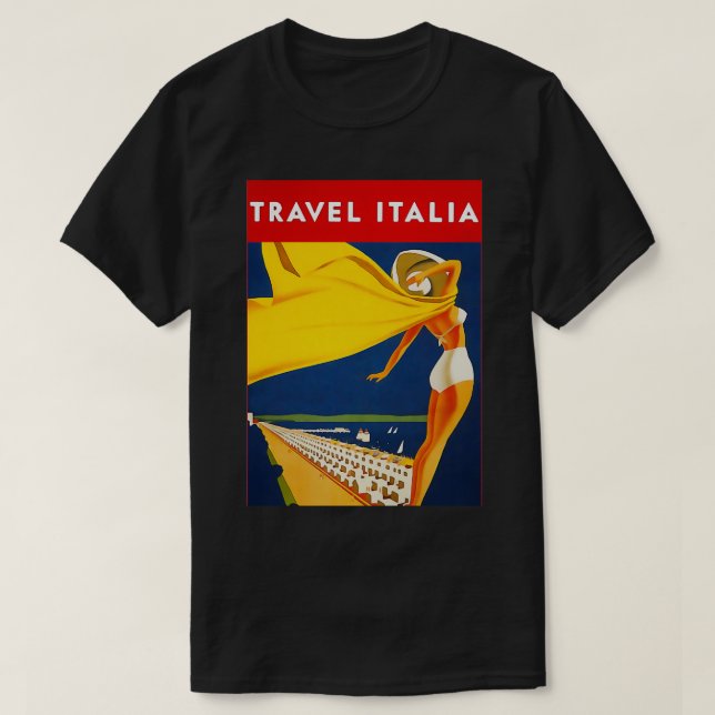 Vintage Italienska havsviken Travel Italia-turisme T Shirt (Design framsida)