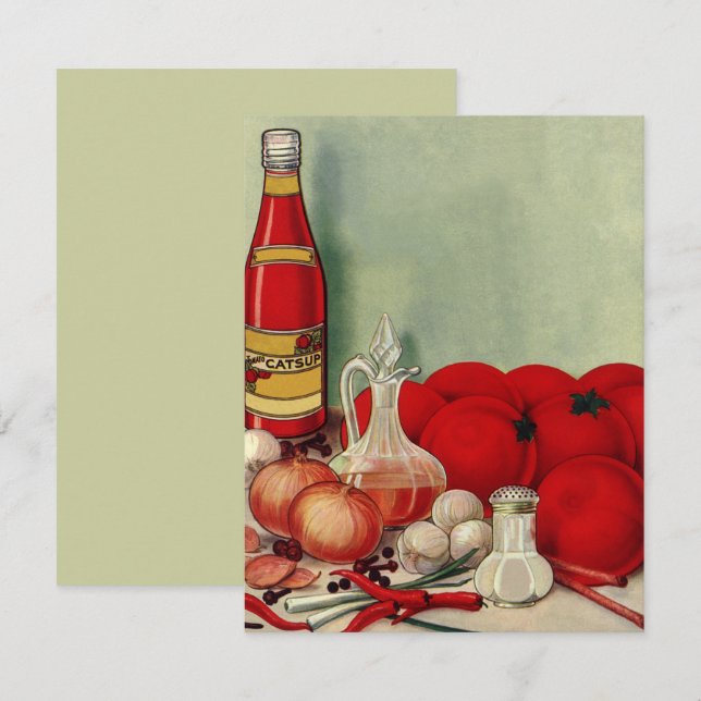 Vintage Italienska Mat Tomato Catsup-inbjudan Inbjudningar (Fram/baksida)