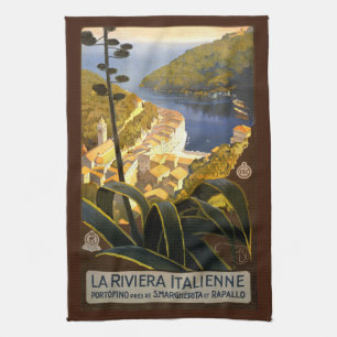 Vintage italienska Riviera räcker handduken Kökshandduk
