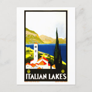 Vintage Italienska Sjöar Travel Poster Vykort