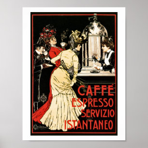 Vintage Italienska viktorianska kaffespresso och Poster