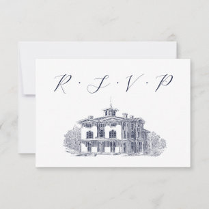 Vintage Italienska Villa Illustration Bröllop OSA Kort