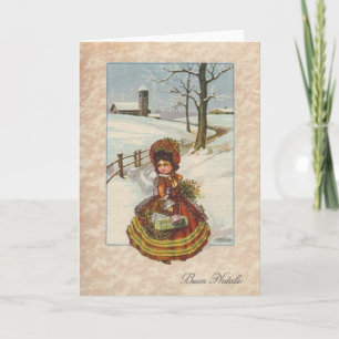Vintage Italienskt Buon Natale-julkort Helgkort