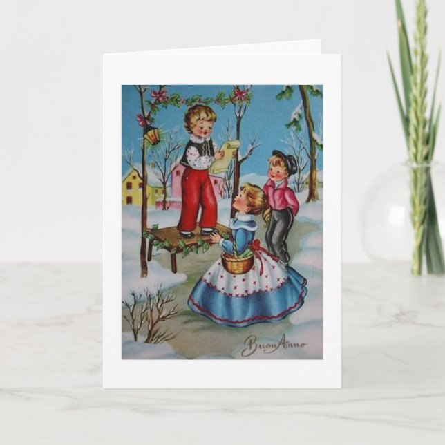 Vintage italienskt nyårskort helgkort (Framsida)