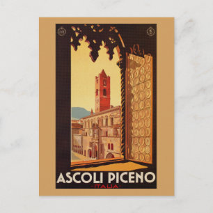 Vintage Italienskt resande och Ascoli Piceno Vykort
