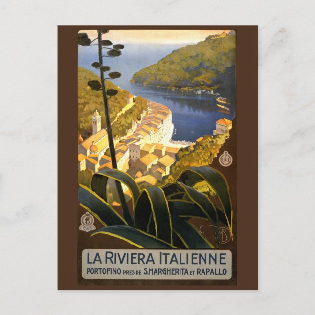 Vintage Italienskt vykort för Riviera Italien (Framsida)