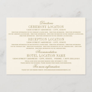 Vintage Ivory Antique Flourish Bröllop Information Tilläggskort