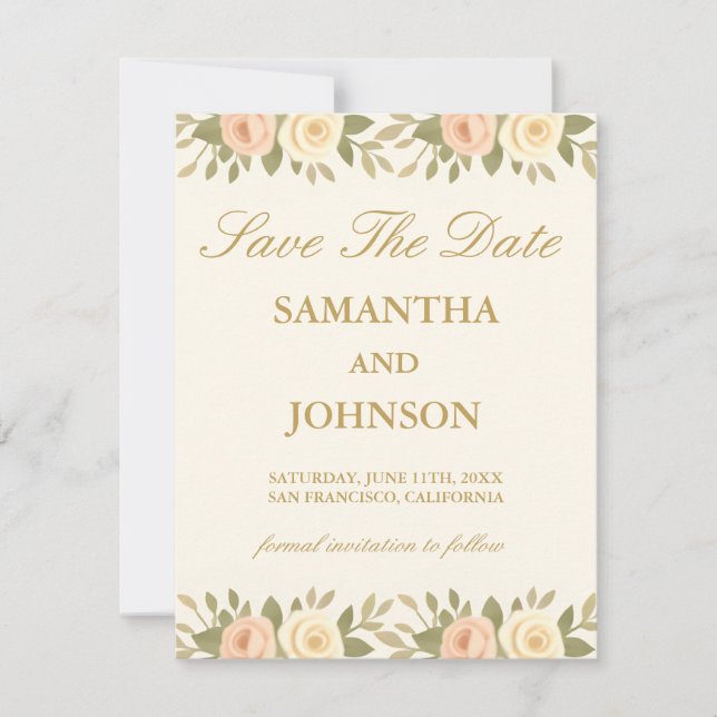 Vintage Ivory Elegant Ballroom Wedding Spara Datumet (Framsida)