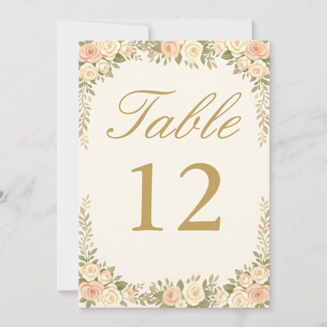 Vintage Ivory Elegant Wedding Table Number Inbjudningar (Framsida)