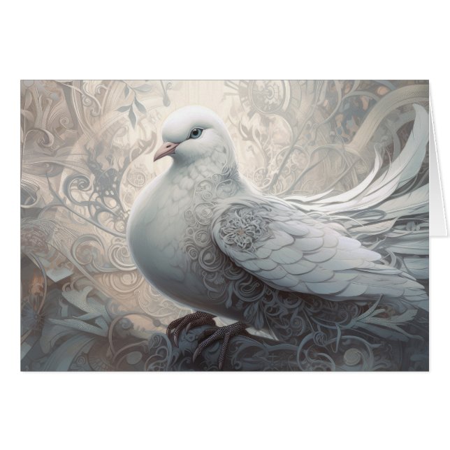 Vintage Ivory White Bröllop Dove Hälsningskort (Framsidan Horizontal)