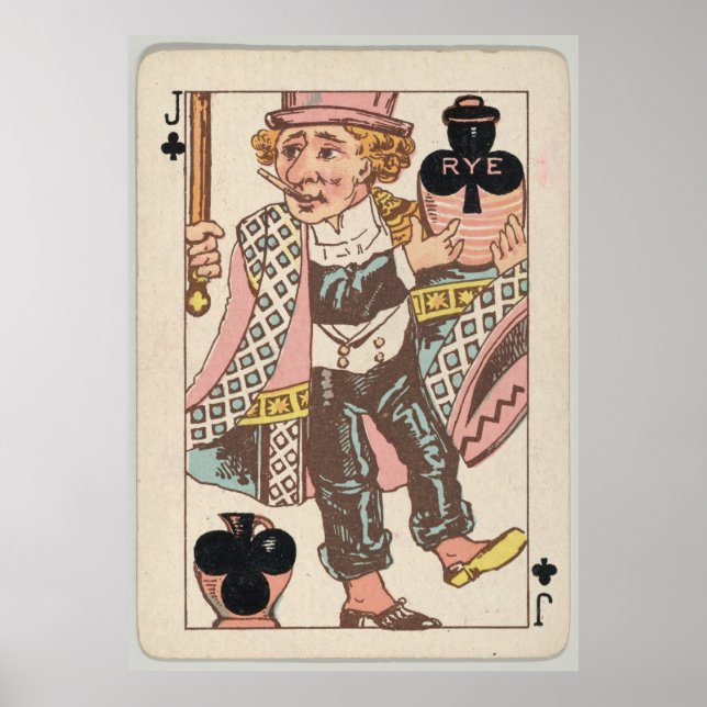 Vintage Jack av Klubbar som spelar upp kortillustr Poster (Framsidan)