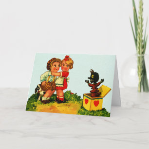 Vintage Jack i boxen Alla hjärtans dagskort Helgkort