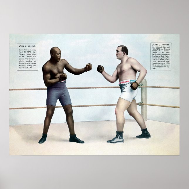 Vintage Jack Johnson vs Jim Jeffries Boxing Poster (Framsidan)