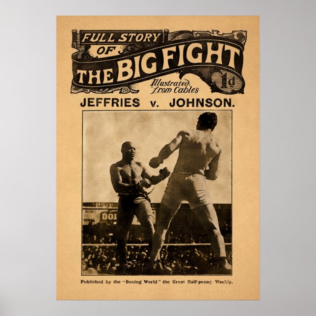 Vintage Jack Johnson vs Jim Jeffries Magazine Poster (Framsidan)
