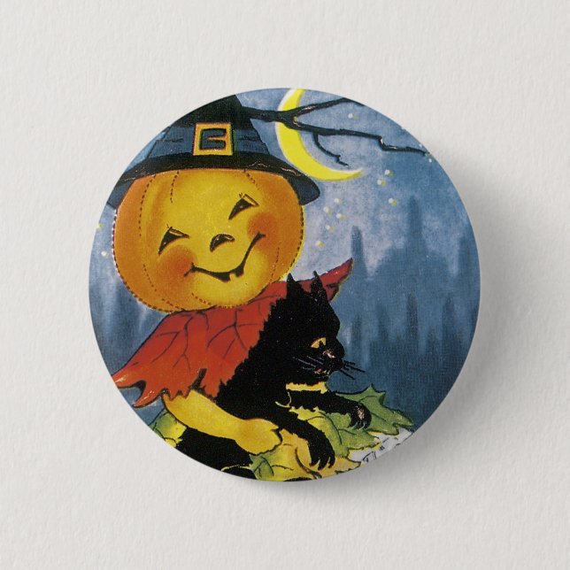 Vintage Jack o' Lantern Barnunge Knapp (Framsida)
