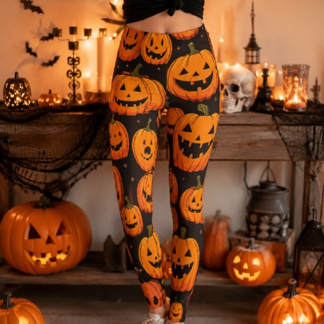 Vintage Jack-O'-Lantern Halloween Pumpamönster  Leggings (Skapare uppladdad)