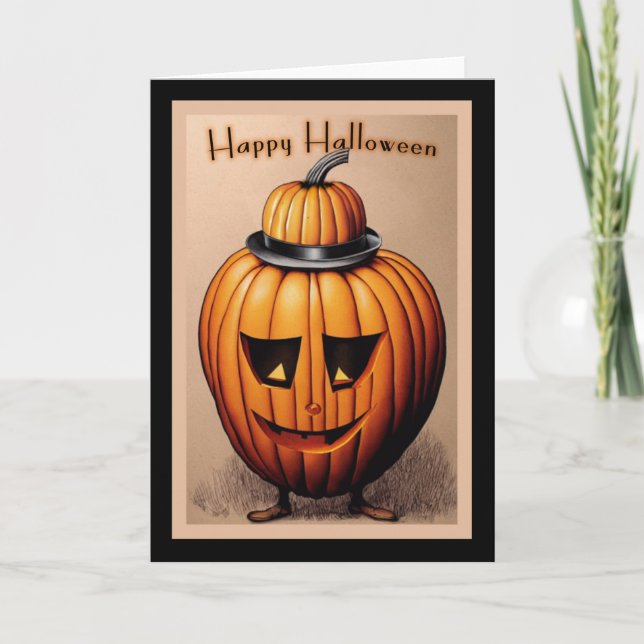 Vintage Jack-O-Lantern Helgkort (Framsida)