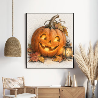 Vintage Jack O Lantern Pumpa Poster