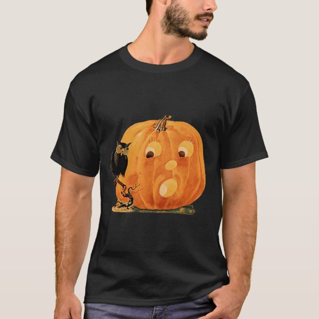 VINTAGE JACK O LANTERN & UGGLA T SHIRT (Framsida)