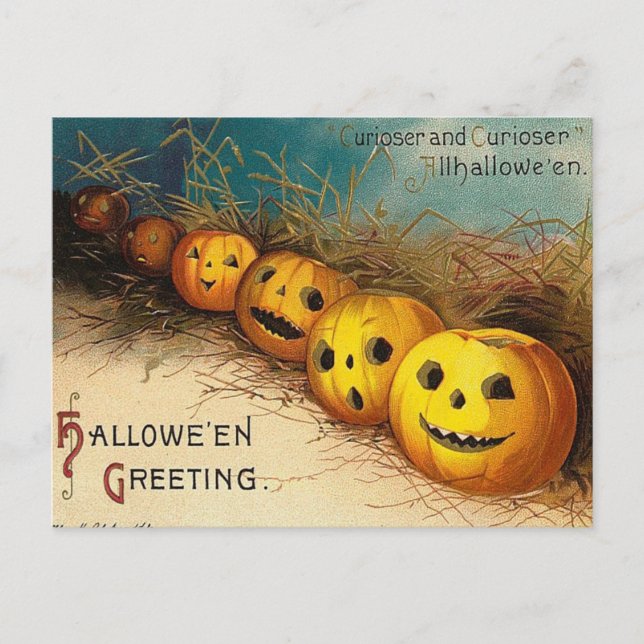 Vintage Jack O'Lanterns Halloween-vykort Vykort (Framsida)