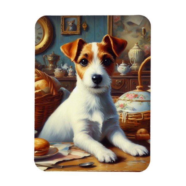 Vintage Jack Russell Terrier Painting Magnet (Vertikal)