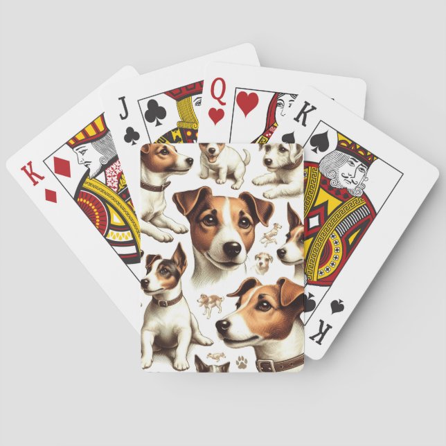 Vintage Jack Russell Terrier Seamless Casinokort (Baksidan)