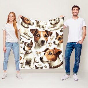 Vintage Jack Russell Terrier Seamless Fleecefilt