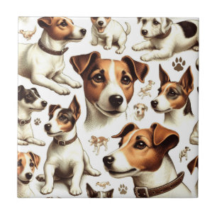 Vintage Jack Russell Terrier Seamless Kakelplatta