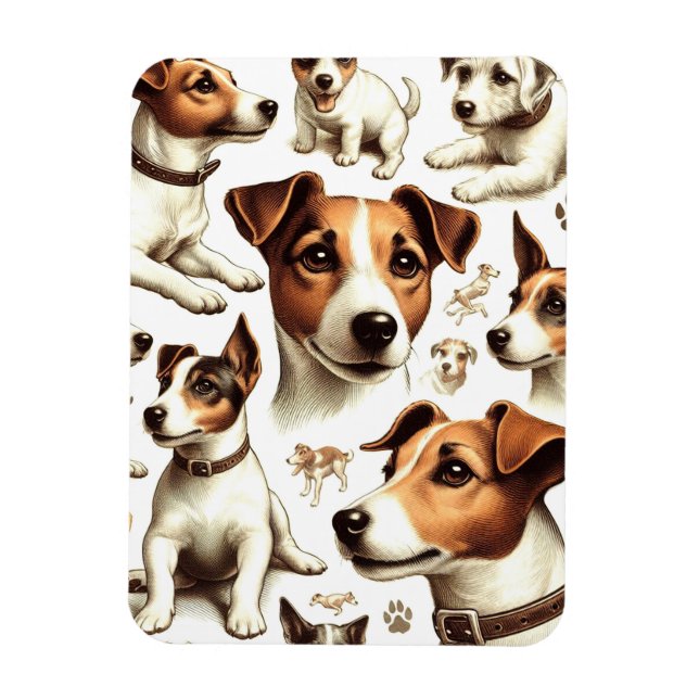 Vintage Jack Russell Terrier Seamless Magnet (Vertikal)