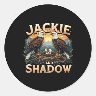 Vintage Jackie- och Shadow Örn-familjens utformnin Runt Klistermärke
