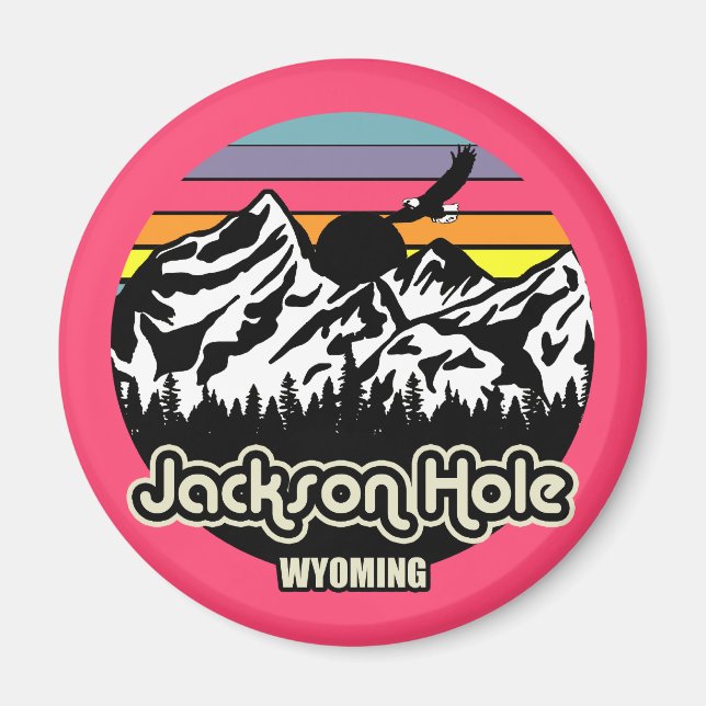 Vintage Jackson Hål Wyoming Magnet (Framsidan)