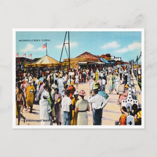 Vintage Jacksonville Beach, Florida Travel Vykort (Framsida)