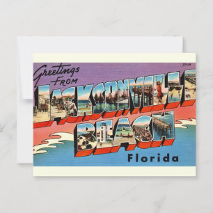 Vintage Jacksonville Beach Florida Vykort