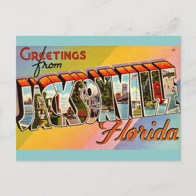 Vintage Jacksonville Florida Vykort (Framsida)