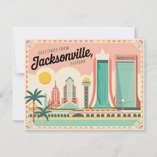 Vintage Jacksonville Postcard Hälsning från Vykort