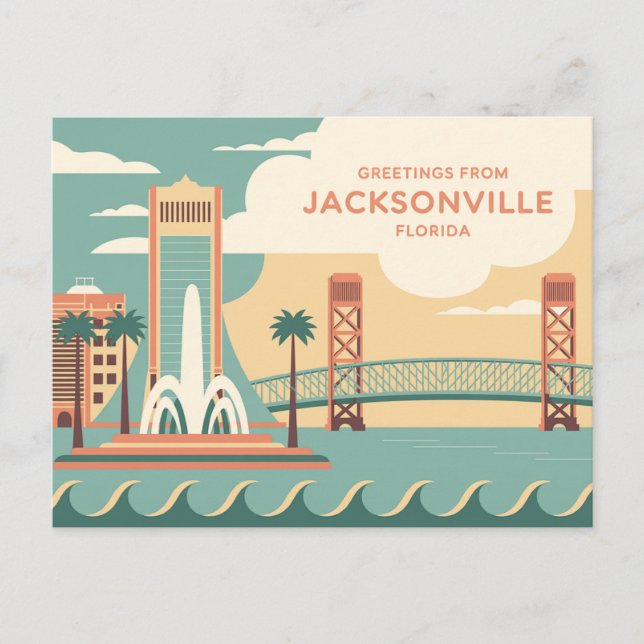 Vintage Jacksonville Postcard | Hälsning från Vykort (Framsida)