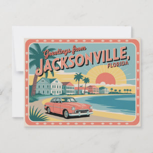 Vintage Jacksonville Postcard Hälsning från Vykort
