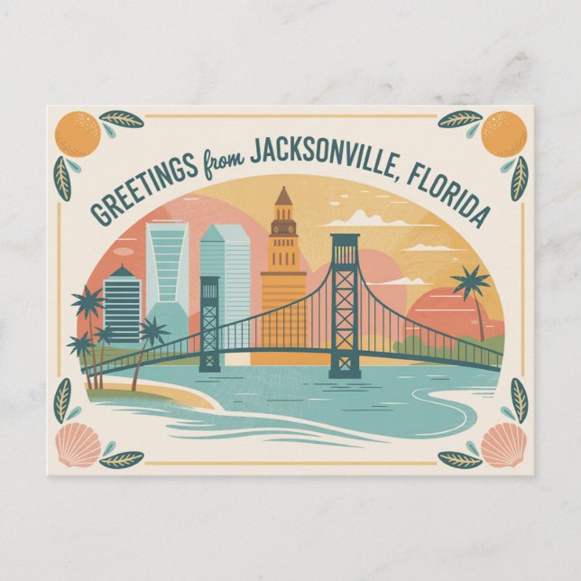 Vintage Jacksonville Postcard | Hälsning från Vykort (Framsida)