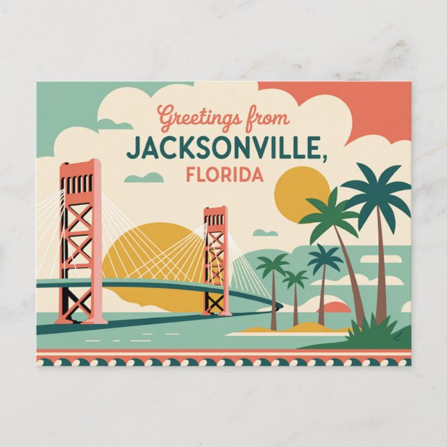 Vintage Jacksonville vykort | Hälsningar från (Framsida)