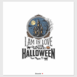 Vintage Jag Är Förälskad I Halloween Tröja Design_ Klistermärken