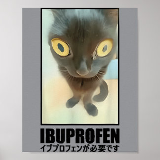 Vintage jag behöver Ibuprofen Roligt Katt Meme Jap Poster