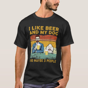 Vintage jag gillar öl och min Hund och kanske tre T Shirt
